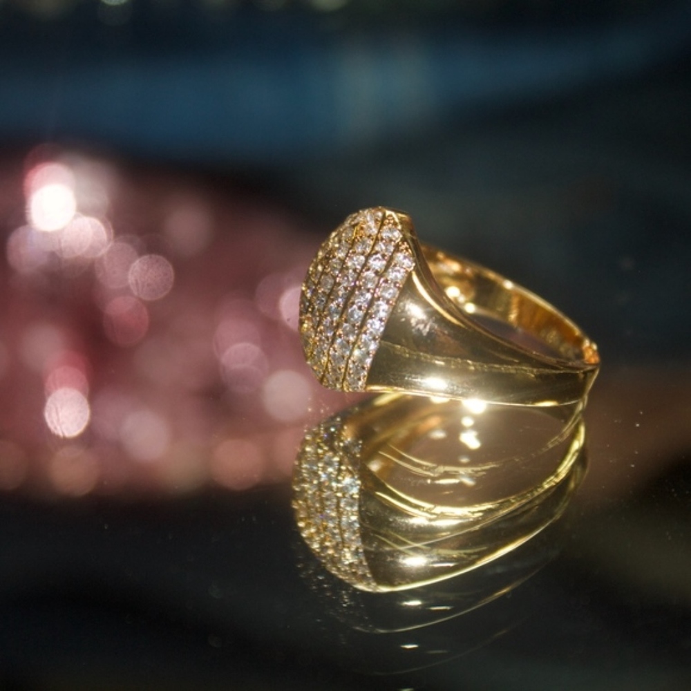 14kt Gold Dipped Pave Swarovski Ring - image 3